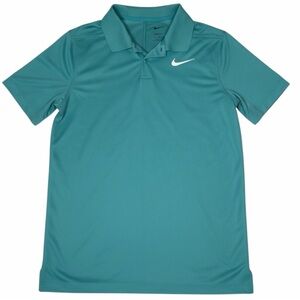 Nike Boys Polo Golf Shirt Top Swoosh Logo Slinky Knit Teal Green L NWOT